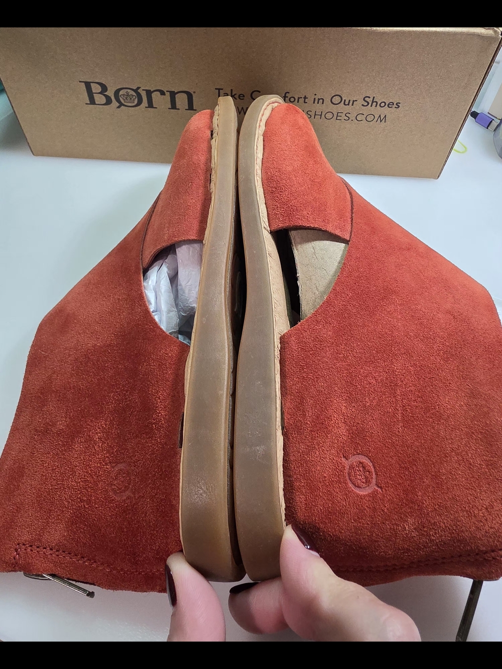 Born Suede Cross-Strap Sandals in Rust Red - Women - Picture 3 of 8